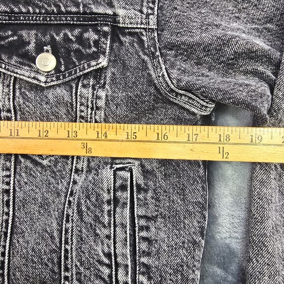 Acid Wash Cropped Denim Jacket Small | Y2K Grunge Festival Jean Jacket - Picture 5 of 11